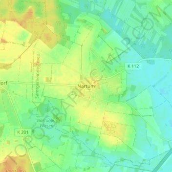 Nartum topographic map, elevation, terrain