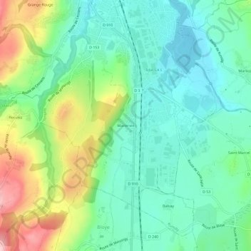 Martenex topographic map, elevation, terrain
