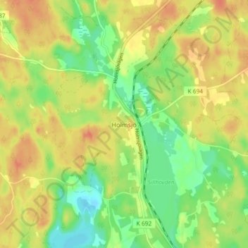 Holmsjö topographic map, elevation, terrain