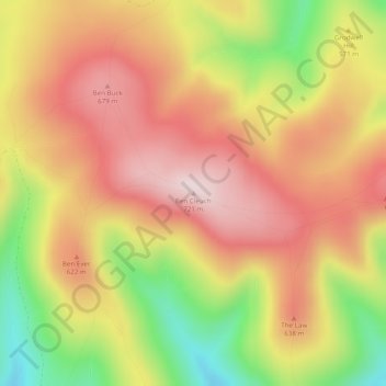 Ben Cleuch topographic map, elevation, terrain
