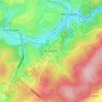 Roumont topographic map, elevation, terrain