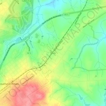 Manly topographic map, elevation, terrain