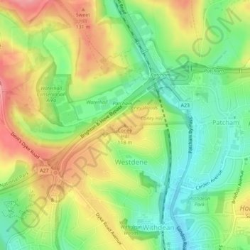 Coney Hill topographic map, elevation, terrain