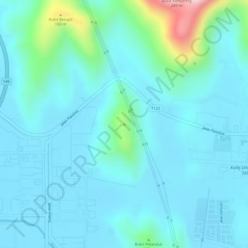 Bukit Setongkol topographic map, elevation, terrain