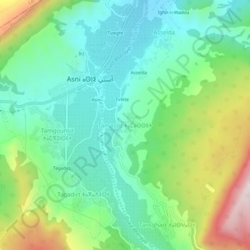 Tamassit topographic map, elevation, terrain