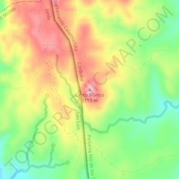 Cerro Blanco topographic map, elevation, terrain