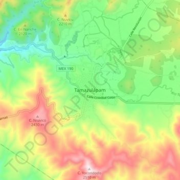 Tamazulápam topographic map, elevation, terrain