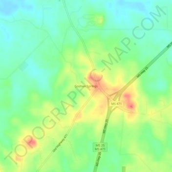 Goshen Springs topographic map, elevation, terrain