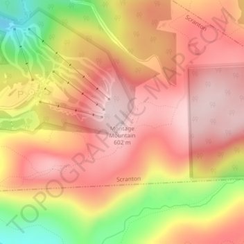 Montage Mountain topographic map, elevation, terrain