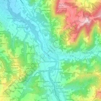 Godiasco topographic map, elevation, terrain