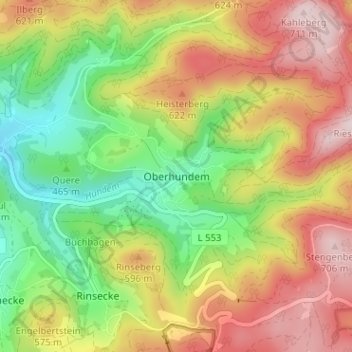 Oberhundem topographic map, elevation, terrain