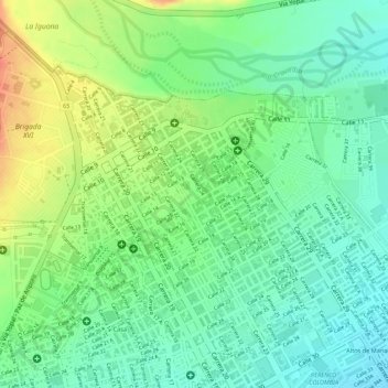 campo verde topographic map, elevation, terrain
