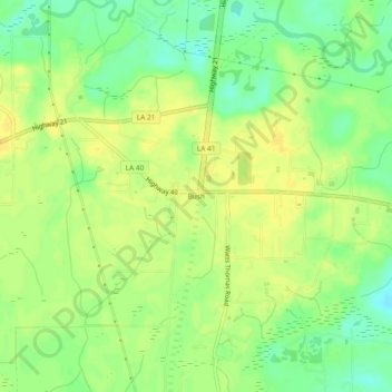 Bush topographic map, elevation, terrain