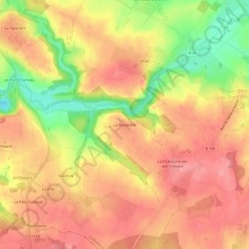 La Roussière topographic map, elevation, terrain
