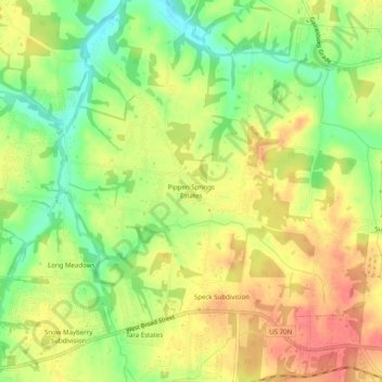 Pippen Springs Estates topographic map, elevation, terrain