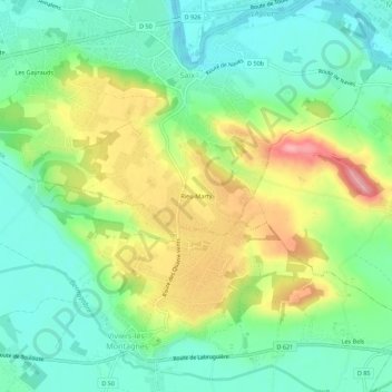 Rieu-Marty topographic map, elevation, terrain