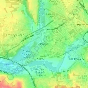 Holywell topographic map, elevation, terrain