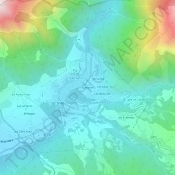 Guégnier topographic map, elevation, terrain