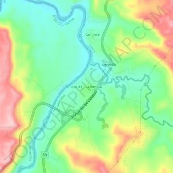 Km 41 - Colombia topographic map, elevation, terrain