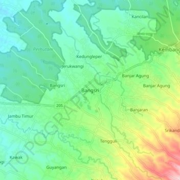 Bangsri topographic map, elevation, terrain