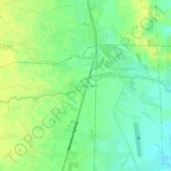 Calingcuan topographic map, elevation, terrain
