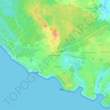 Maine Gaudin topographic map, elevation, terrain