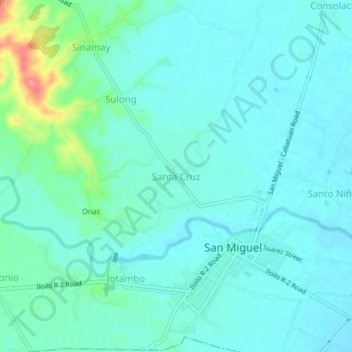 Santa Cruz topographic map, elevation, terrain