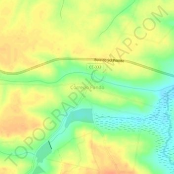 Córrego Fundo topographic map, elevation, terrain