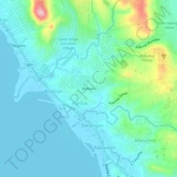 Mabato topographic map, elevation, terrain