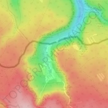 Císař topographic map, elevation, terrain