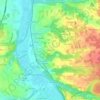 Beauchail topographic map, elevation, terrain