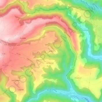 Le Bos topographic map, elevation, terrain