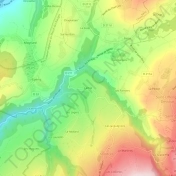 Lachat topographic map, elevation, terrain