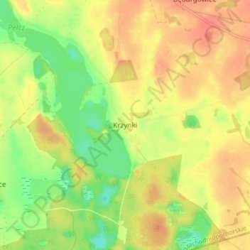 Krzynki topographic map, elevation, terrain