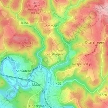 Gierzhagen topographic map, elevation, terrain