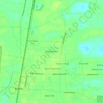 Baker Estates topographic map, elevation, terrain