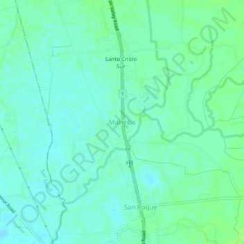 Malimba topographic map, elevation, terrain