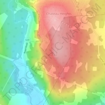 Bluff Hill topographic map, elevation, terrain