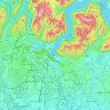 Como topographic map, elevation, terrain