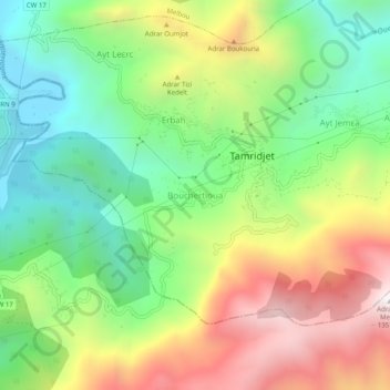 Bouchertioua topographic map, elevation, terrain