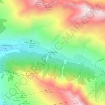 Fontgillarde topographic map, elevation, terrain