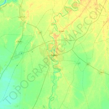 Baqubah topographic map, elevation, terrain