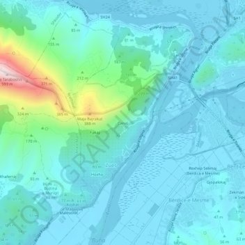 Canaj topographic map, elevation, terrain