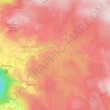 Serra da Freita topographic map, elevation, terrain