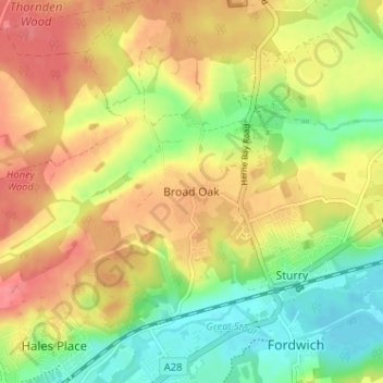 Broad Oak topographic map, elevation, terrain