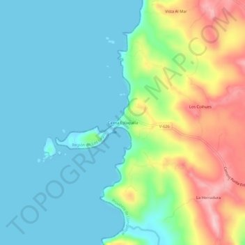 Caleta Estaquilla topographic map, elevation, terrain