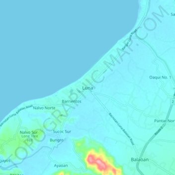 Luna topographic map, elevation, terrain