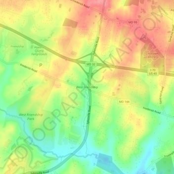 West Friendship topographic map, elevation, terrain