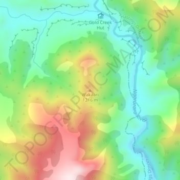 Wakaari topographic map, elevation, terrain