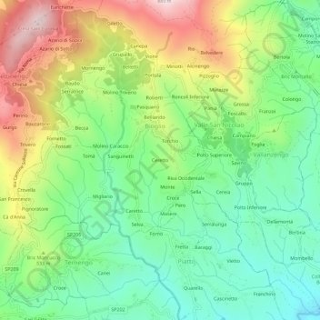 Ceretto topographic map, elevation, terrain